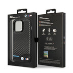 BMW Leather Carbon dėklas iPhone 14 Pro 6.1 – juodas