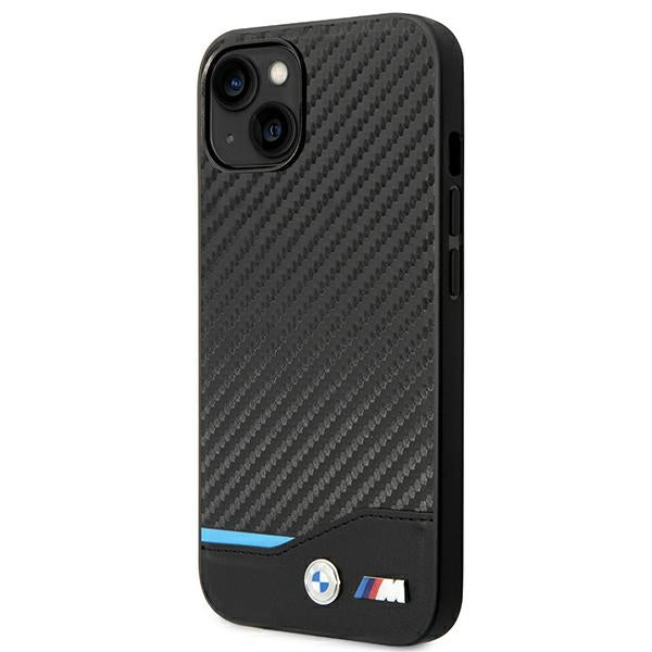 BMW Leather Carbon dėklas iPhone 14 Plus – juodas