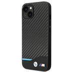 BMW Leather Carbon dėklas iPhone 14 Plus – juodas