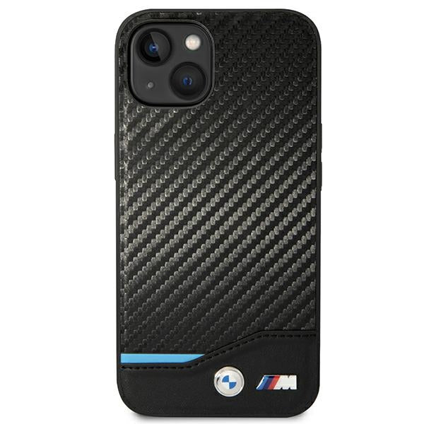 BMW Leather Carbon dėklas iPhone 14 Plus – juodas