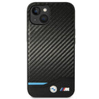 BMW Leather Carbon dėklas iPhone 14 Plus – juodas