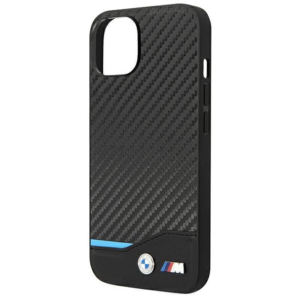 BMW Leather Carbon dėklas iPhone 14 Plus – juodas