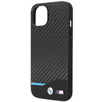 BMW Leather Carbon dėklas iPhone 14 Plus – juodas