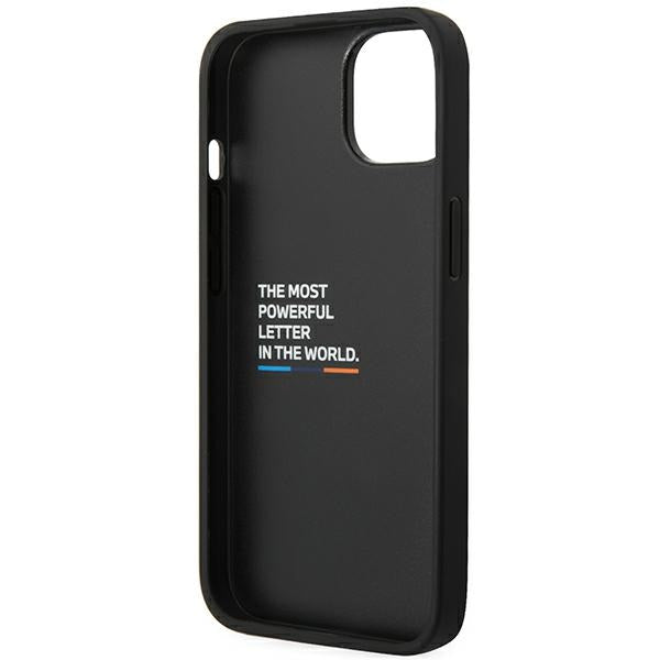 BMW Leather Carbon dėklas iPhone 14 Plus – juodas