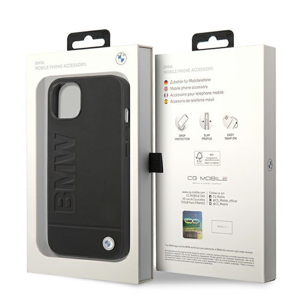 BMW Leather Stamp odinis dėklas iPhone 14 Plus – juodas