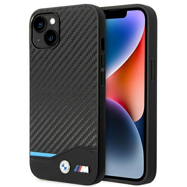 BMW Leather Carbon dėklas iPhone 14 – juodas