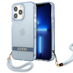 Guess skaidrus dėklas iPhone 13 Pro – mėlynas