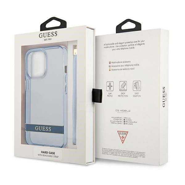 Guess skaidrus dėklas iPhone 13 Pro – mėlynas