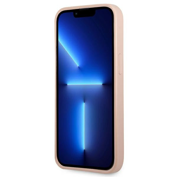 Guess Saffiano Triangle dėklas iPhone 13/13 Pro – rožinis