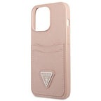 Guess Saffiano Triangle dėklas iPhone 13/13 Pro – rožinis