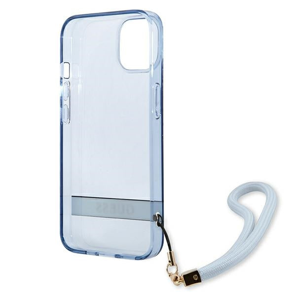 Guess skaidrus dėklas iPhone 13 mini – mėlynas