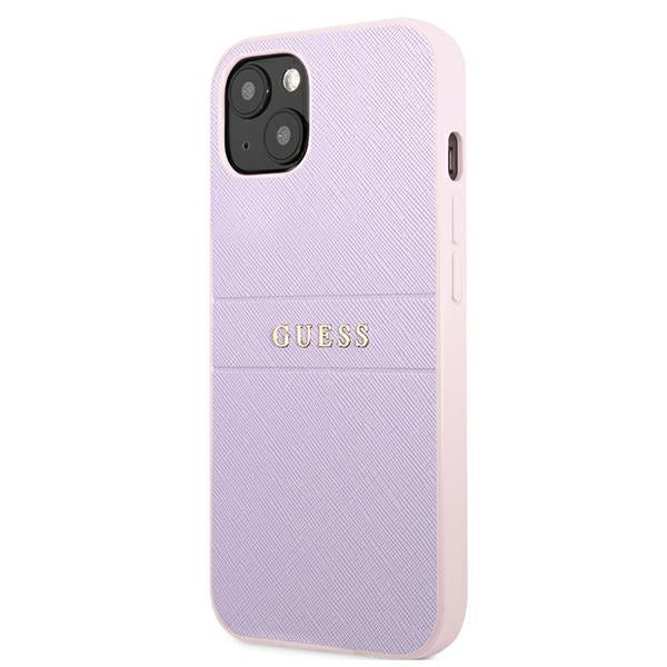 Guess Saffiano Strap dėklas iPhone 13 mini – violetinis