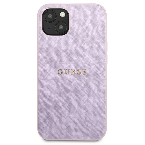 Guess Saffiano Strap dėklas iPhone 13 mini – violetinis