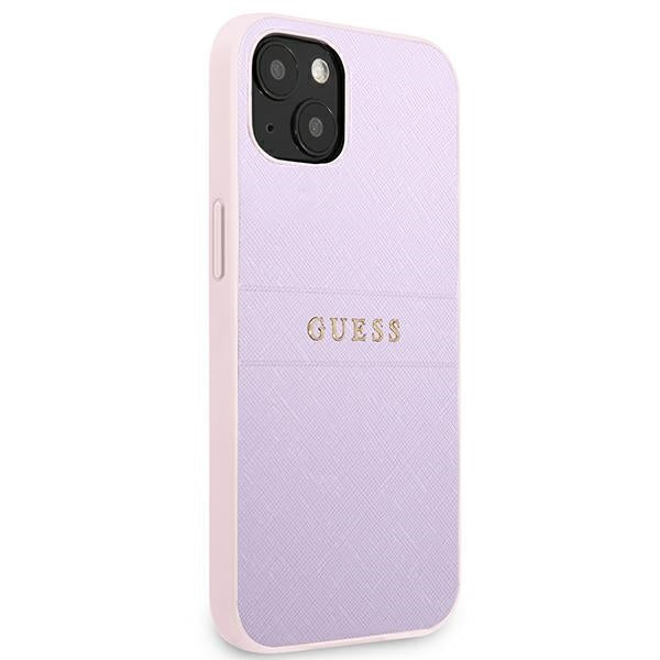 Guess Saffiano Strap dėklas iPhone 13 mini – violetinis