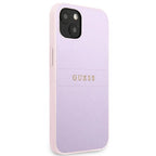 Guess Saffiano Strap dėklas iPhone 13 mini – violetinis