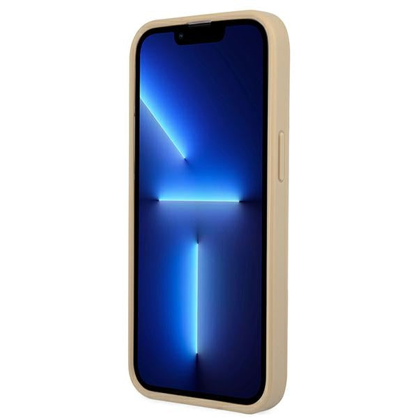 Guess Saffiano Triangle dėklas iPhone 13 mini – smėlinis