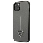 Guess Saffiano Triangle dėklas iPhone 13 mini – sidabrinis