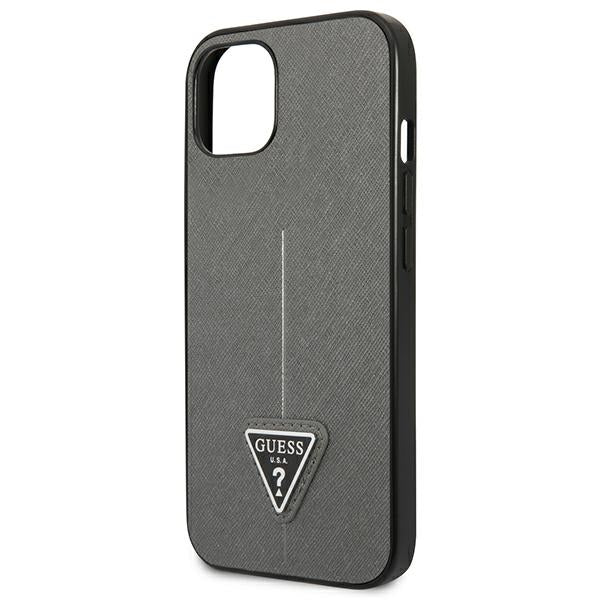 Guess Saffiano Triangle dėklas iPhone 13 mini – sidabrinis