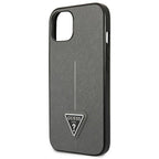 Guess Saffiano Triangle dėklas iPhone 13 mini – sidabrinis