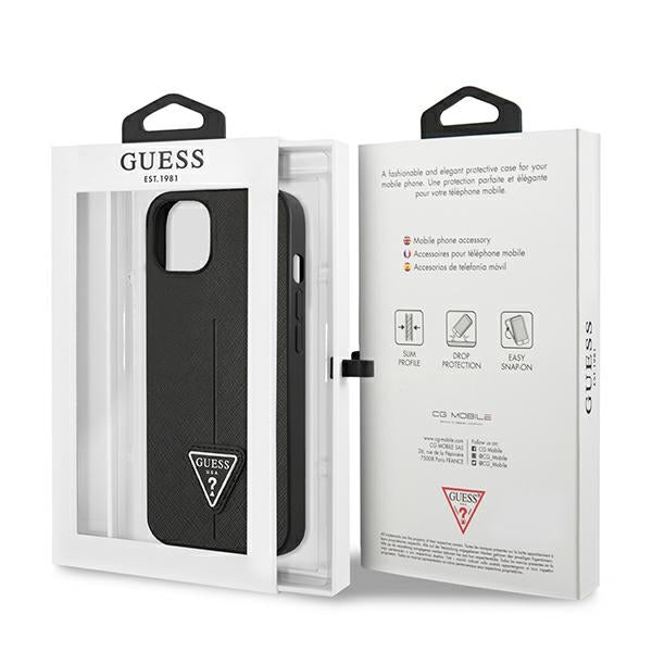 Guess Saffiano Triangle dėklas iPhone 13 mini – juodas