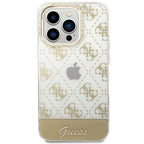 Guess dėklas iPhone 14 Pro – auksinis, 4G Pattern Script