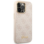 Guess 4G Vintage Gold Logo dėklas iPhone 14 Pro – rožinis