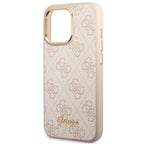 Guess 4G Vintage Gold Logo dėklas iPhone 14 Pro – rožinis