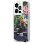 Guess dėklas iPhone 14 Pro – mėlynas, blizgučiai