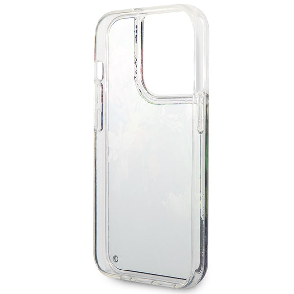 Guess dėklas iPhone 14 Pro – mėlynas, blizgučiai