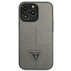 Guess Saffiano Triangle dėklas iPhone 14 Pro – sidabrinis