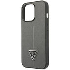 Guess Saffiano Triangle dėklas iPhone 14 Pro – sidabrinis