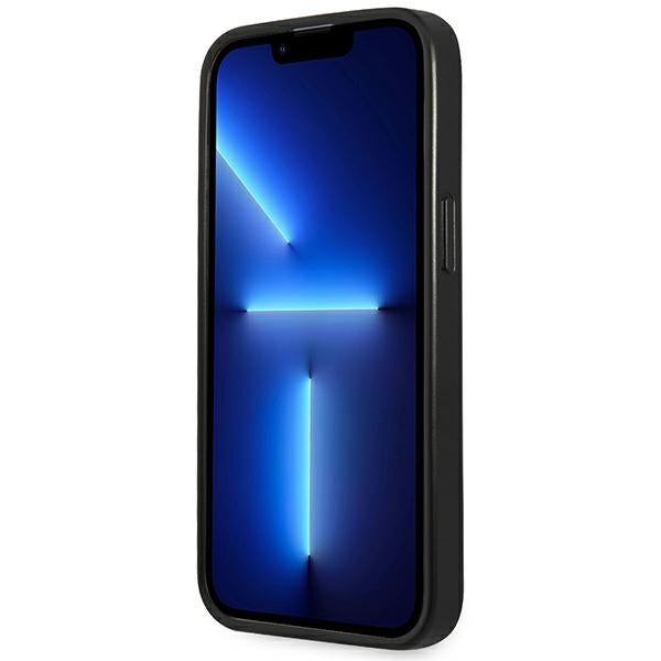 Guess dėklas iPhone 14 Pro – juodas Saffiano