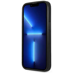 Guess dėklas iPhone 14 Pro – juodas Saffiano