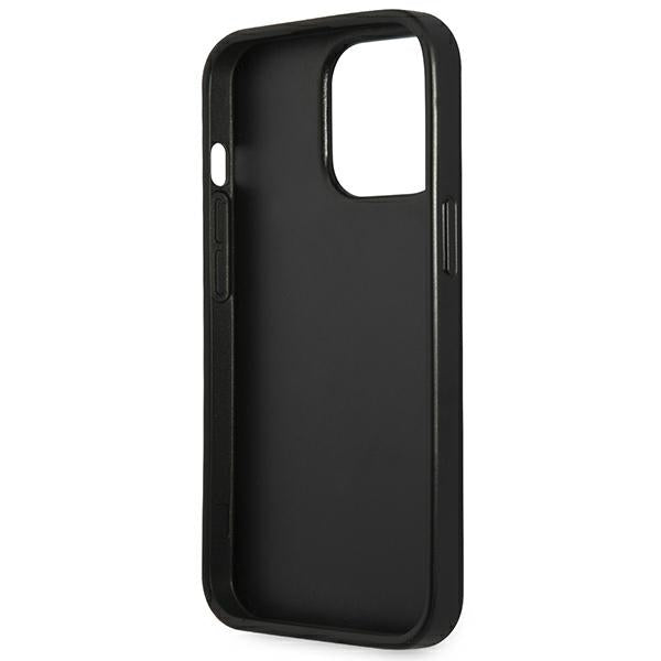 Guess dėklas iPhone 14 Pro – juodas Saffiano