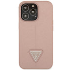 Guess dėklas iPhone 14 Pro – rožinis Saffiano