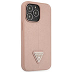 Guess dėklas iPhone 14 Pro – rožinis Saffiano
