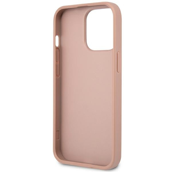 Guess dėklas iPhone 14 Pro – rožinis Saffiano