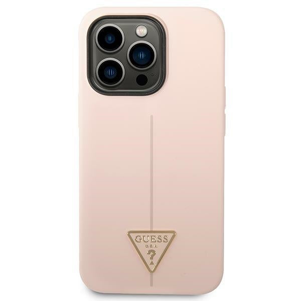 Guess silikoninis dėklas iPhone 14 Pro – rožinis
