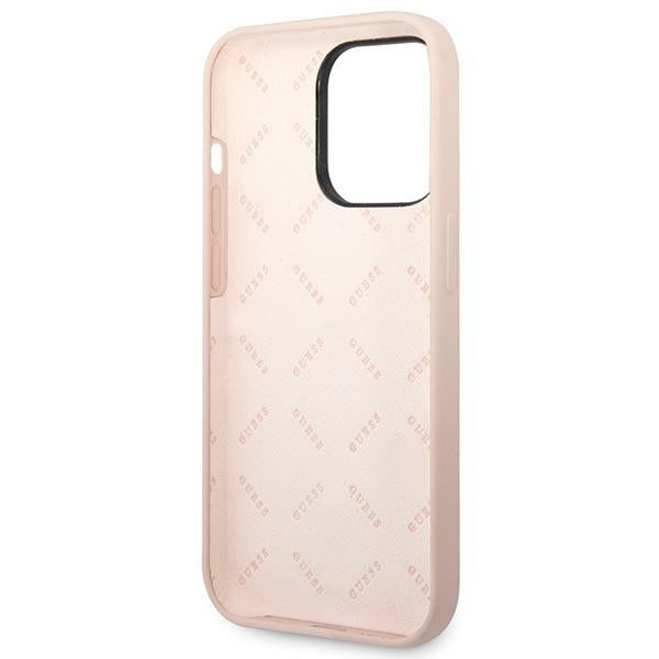 Guess silikoninis dėklas iPhone 14 Pro – rožinis