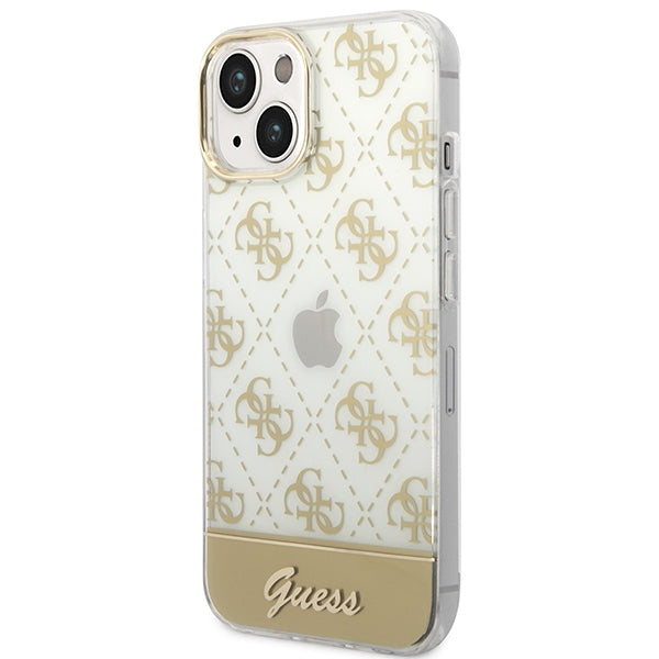 Guess 4G Pattern Script dėklas iPhone 14 Plus – auksinis
