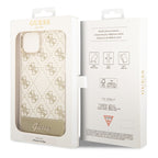 Guess 4G Pattern Script dėklas iPhone 14 Plus – auksinis