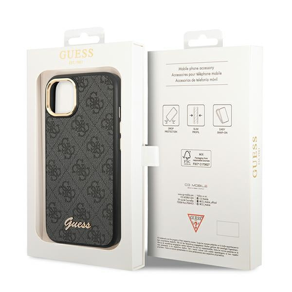 Guess dėklas iPhone 14 Plus – juodas, 4G Vintage