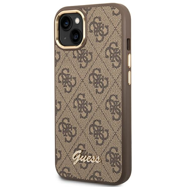 Guess 4G Vintage Gold Logo dėklas iPhone 14 Plus – rudas
