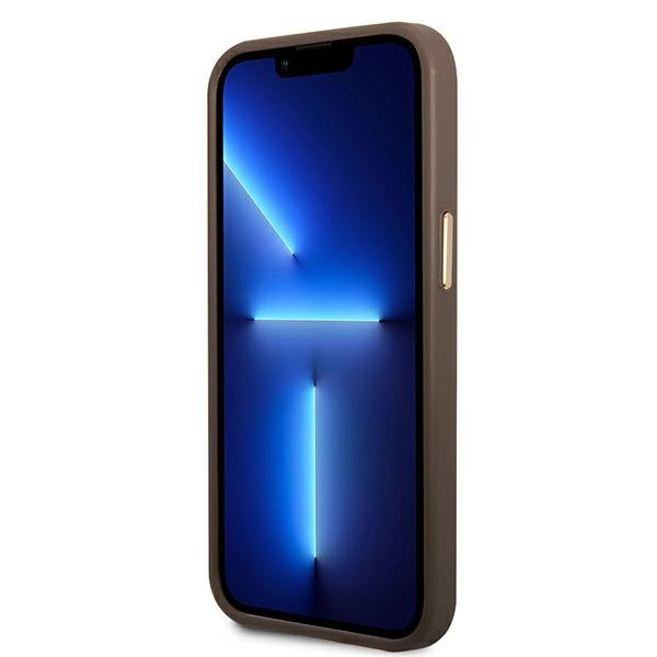 Guess 4G Vintage Gold Logo dėklas iPhone 14 Plus – rudas