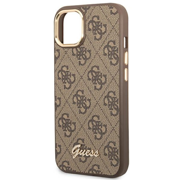 Guess 4G Vintage Gold Logo dėklas iPhone 14 Plus – rudas