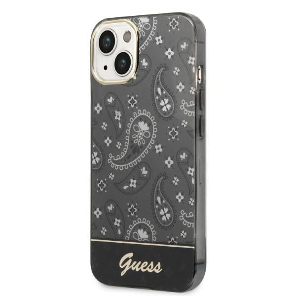 Guess dėklas iPhone 14 Plus – juodas, Paisley