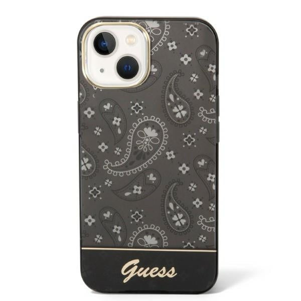 Guess dėklas iPhone 14 Plus – juodas, Paisley
