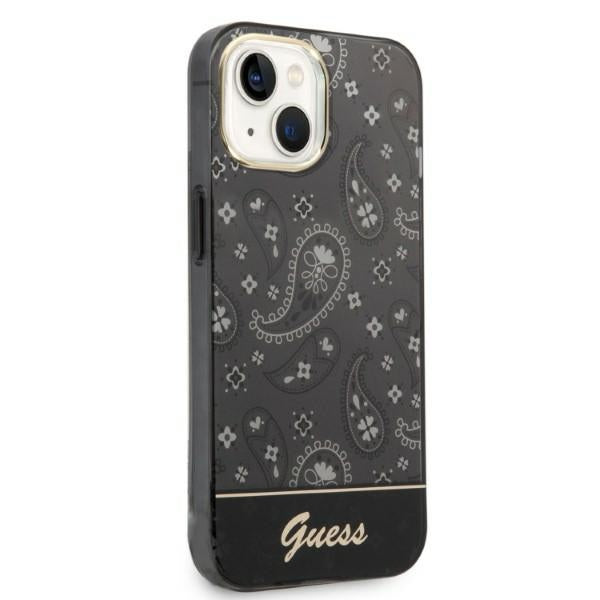 Guess dėklas iPhone 14 Plus – juodas, Paisley