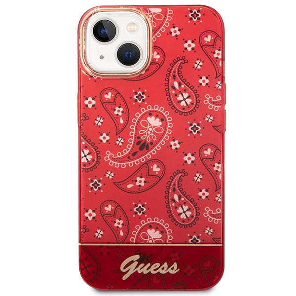 Guess dėklas iPhone 14 Plus – raudonas, Bandana Paisley