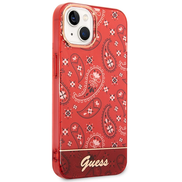 Guess dėklas iPhone 14 Plus – raudonas, Bandana Paisley